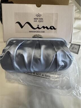 Nina Satin Evening Clutch Bag with Crystal Clasp and Chain Strap